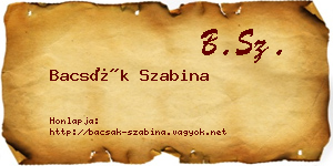 Bacsák Szabina névjegykártya